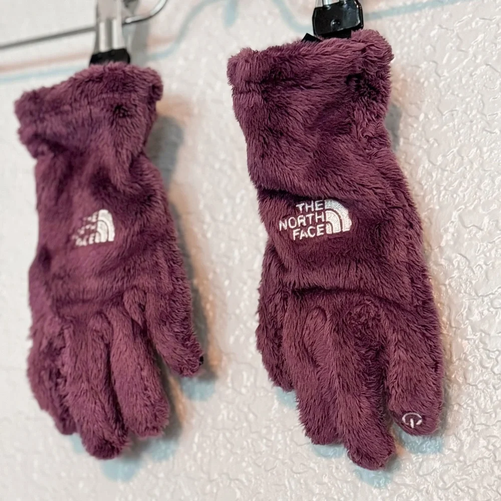 The North Face Maroon Fleece Gloves Kids Small